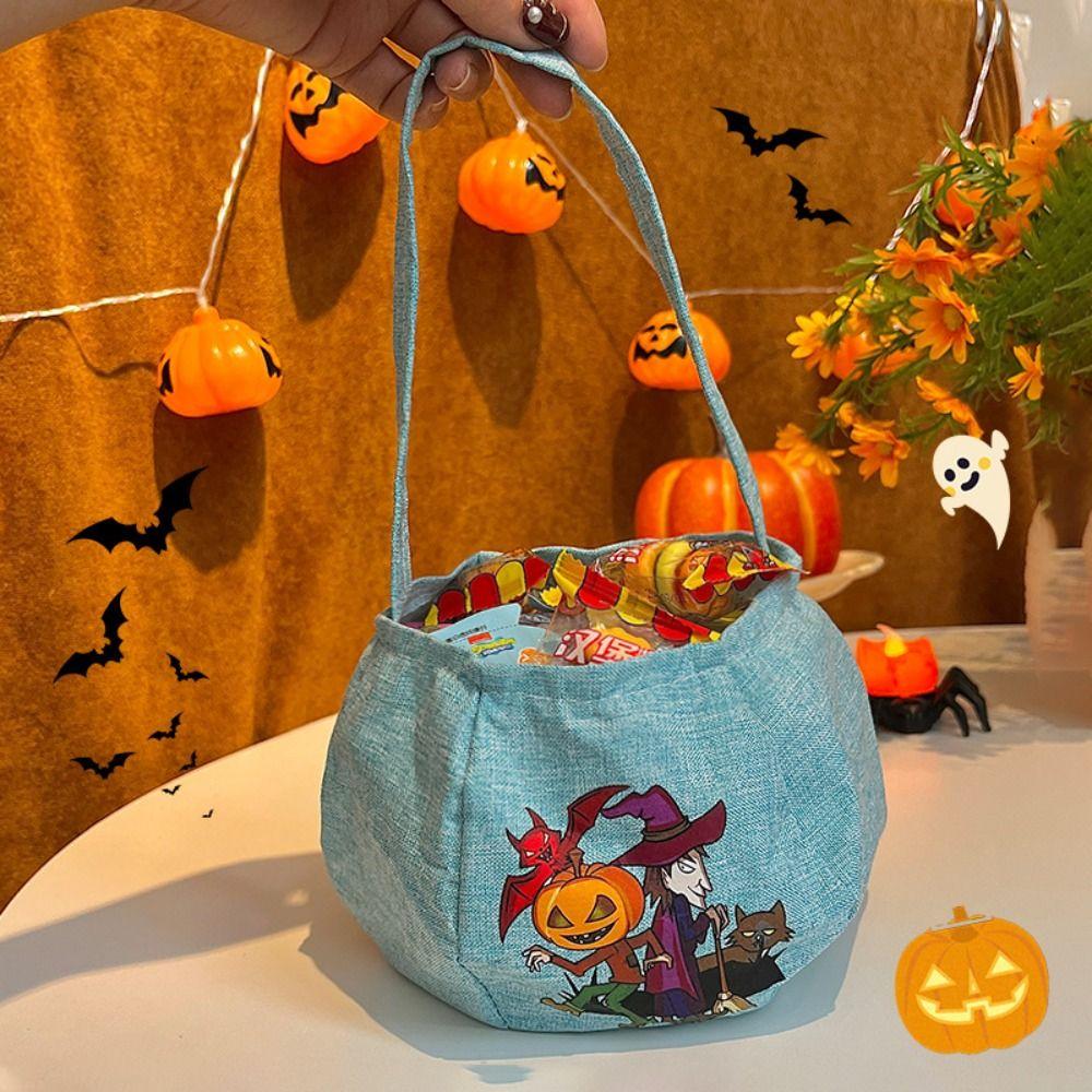Storage Bucket Halloween Candy Bag Printing Pumpkin Handbag Creative Trick or Treat Bag Children
