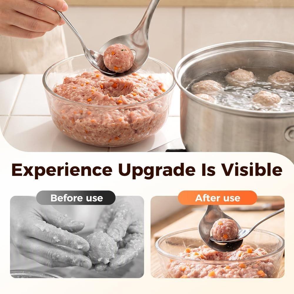 Stainless Steel Meatball Maker Spoon Round Spoon Head Meatball Portioning Tool Cooking Utensils