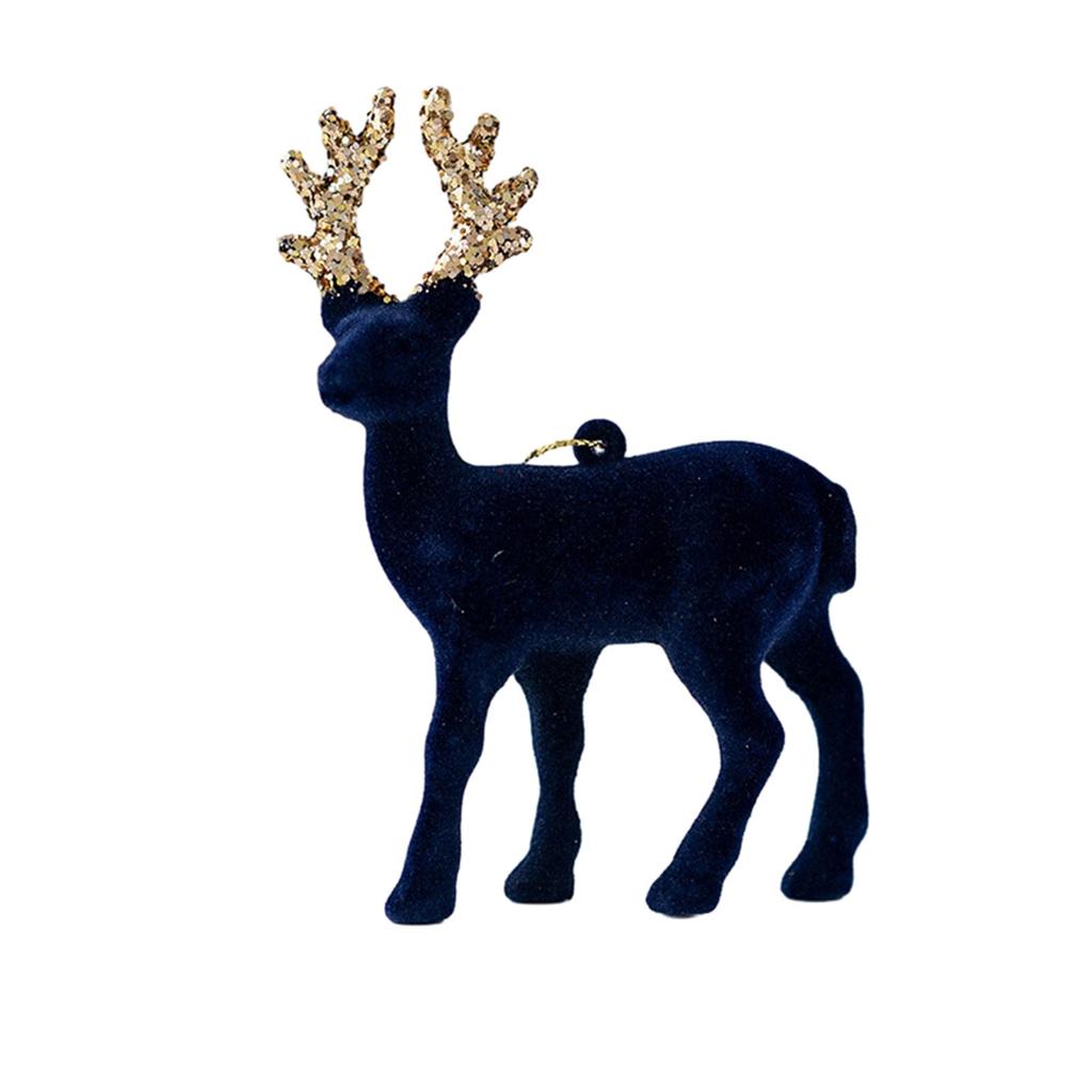 Christmas Elk Deer Pendant Sequins Flocked Reindeer Ornament for Christmas Tree Hanging Pendants Home Desktop Decoration
