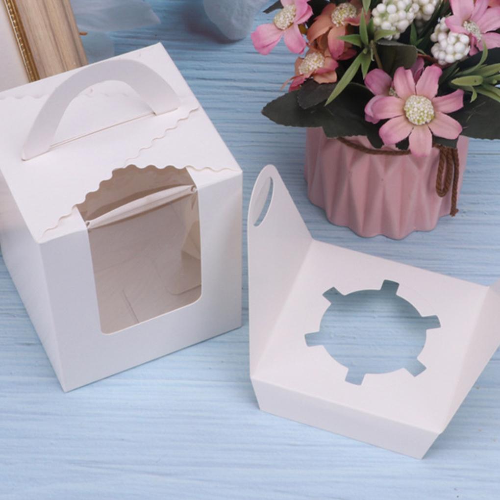 Коробки для кексов с ручкой и окошком, переносные контейнеры для выпечки, отдельные коробки для кексов