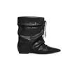 Cowhide~ Autumn and winter new niche design stacking ankle boots women's pointed short boots fashion versatile straps stacking boots