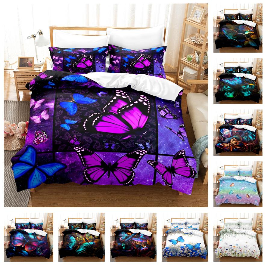 Комплект постельного белья с бабочками 3D для женщин и девочек, пододеяльники и наволочки, роскошные покрывала для двуспальных и больших кроватей, подарки