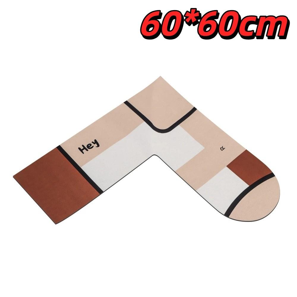 60*60cm Kitchen Carpet L-Shape Oil-Proof Anti-Slip Floor Mat Soft Wipable Surface Waterproof Doormat Home Decoration