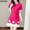 VONDA Женское летнее повседневное тонкое платье с круглым вырезом и коротким рукавом в горошек