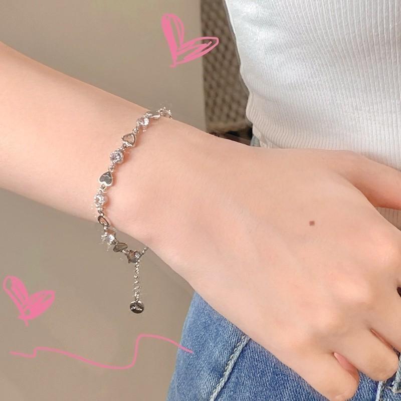 17KM Korean Silver Heart Bow Bracelets for Women Crystal Butterfly Star Moon Beads Bracelet Accessories Jewelry