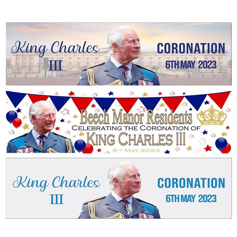 King Charles Iii Coronation Flag Premium Polyester Fabric 50x150cm
