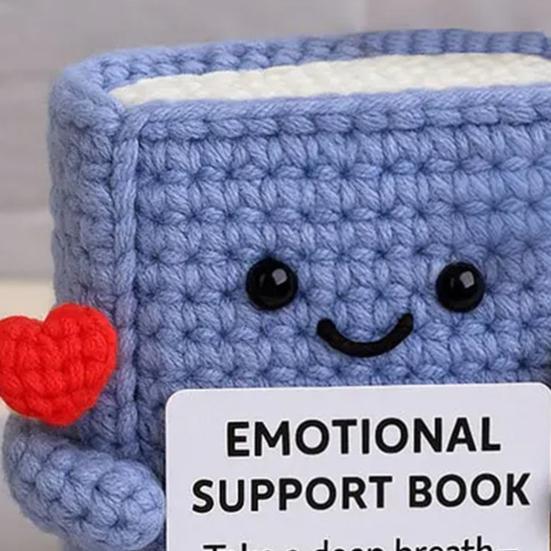 Вязаная крючком книга эмоциональной поддержки, ручная работа, позитивная книга, кукла, вязаное крючком украшение с поощрительной открыткой, поднимающее настроение, подарок для любимых и друзей