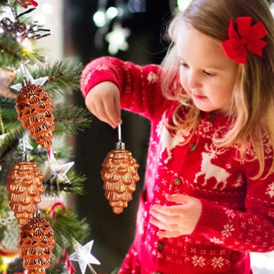 8 шт., подвески из сосновой шишки с ремешком, сверкающие яркие цвета, небьющиеся украшения для рождественской елки, реквизит для фотографий