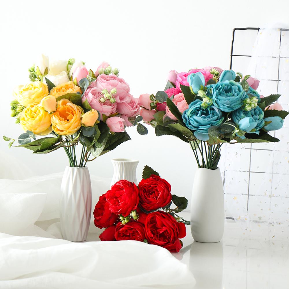 Supplies Home Ornament Wedding Party Decoration Rose Bouquet Artificial Flowers Silk Peony