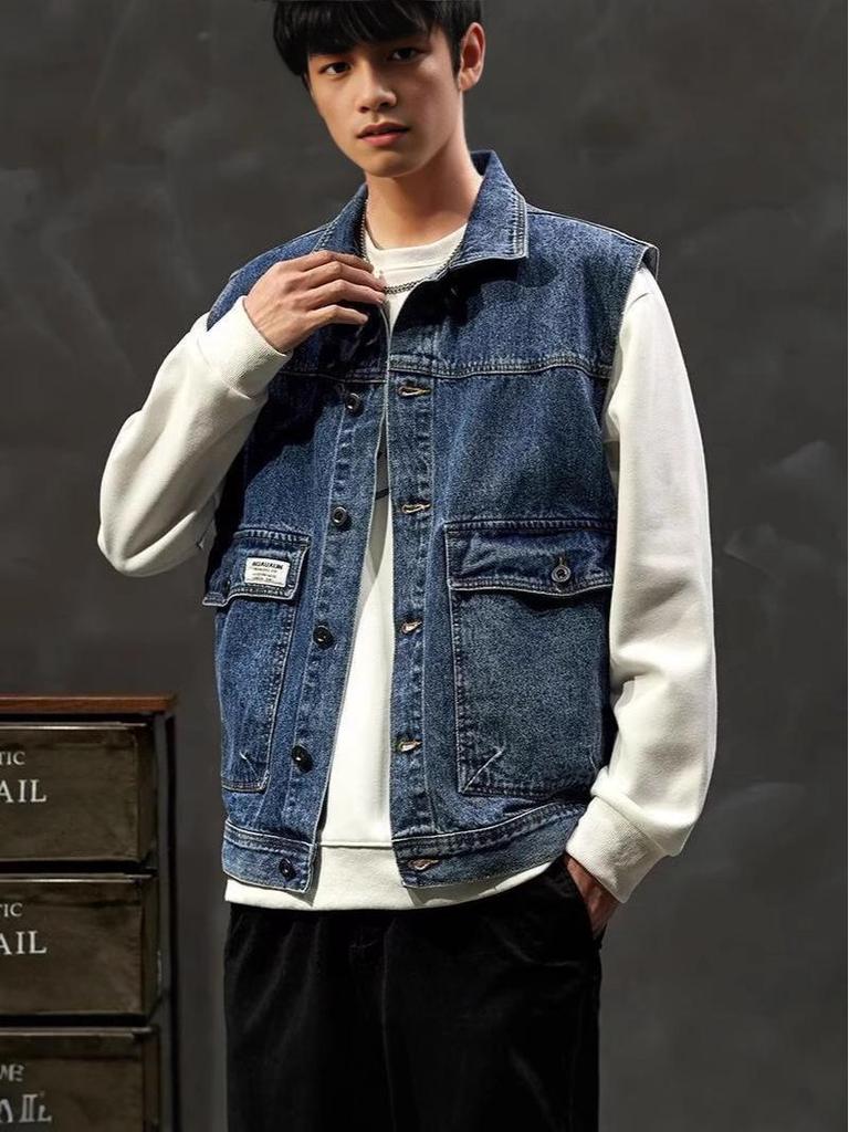 Мужской джинсовый жилет свободного кроя - Коллекция Весна 2025, XL