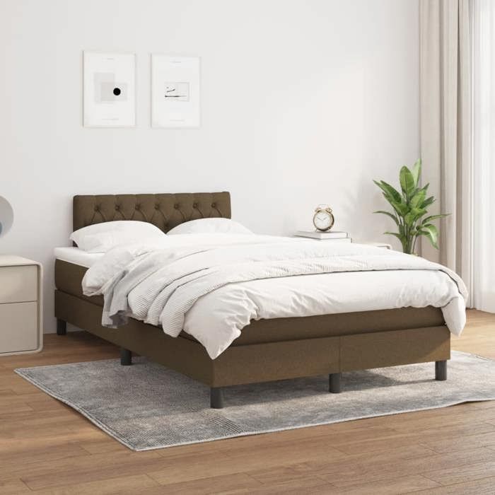 Maison Exclusive - Sommier à lattes de lit et matelas marron foncé 120x190cm tissu