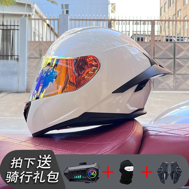 ECE/GB Certified Full Face Motorcycle Helmet With Bluetooth Intercom Men Women Use Large Rear Wing Stylish Design