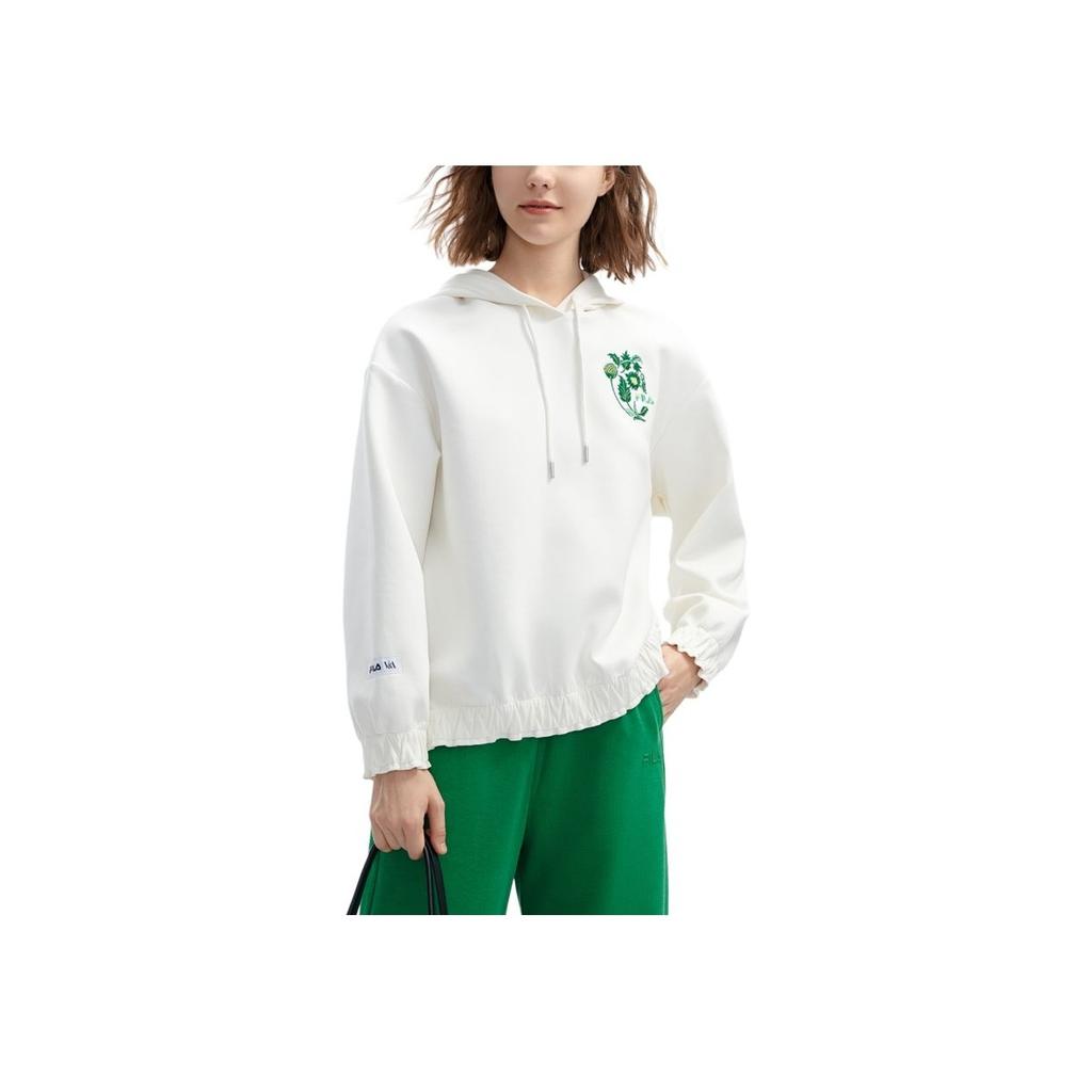 Fila X V&A Museum Collaboration Morgan Series Pattern Printed Hoodie Women Hoodies Cloud-Mushroom-White F11W418203F-WT