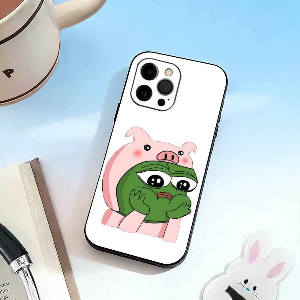 Смешная грустная лягушка pepe M-мем Чехол для телефона Для iPhone 17, 16,15,14,13,12,11 Plus,Pro Max, Другие Мягкий черный чехол