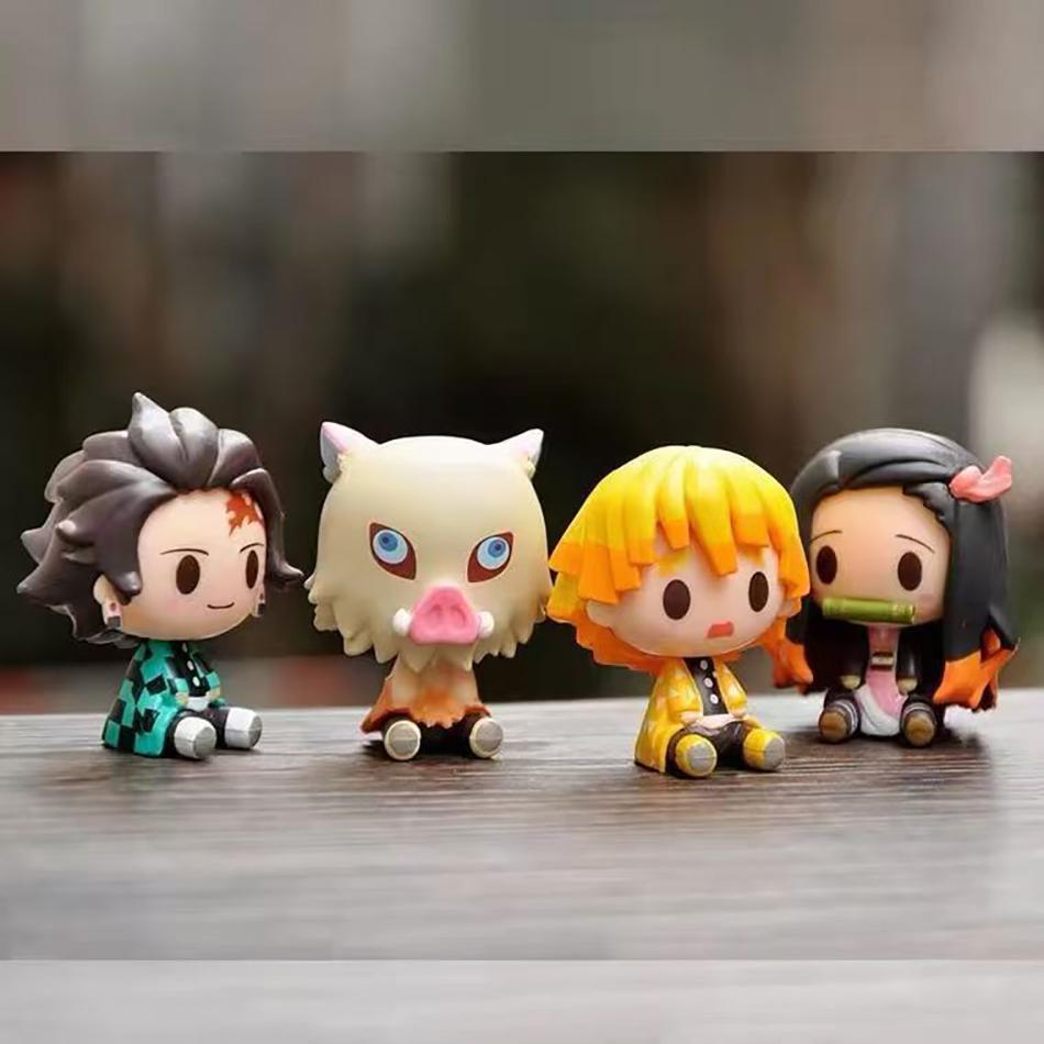 Клинок, рассекающий демонов Kimetsu No Yaiba Q-версия Сидячие Фигурки Танджиро Незуко Зеницу Иноске Модель Декор для Стола Подарки на День Рождения Разработаны для Фанатов