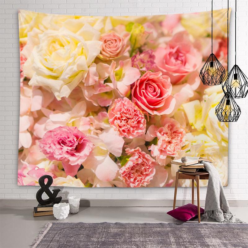 Sunset Flower Field View Tapestry Lotus Lavender Rose Flower Wall Art Tapestry Bedroom Dorm Room Aesthetics Home Decor