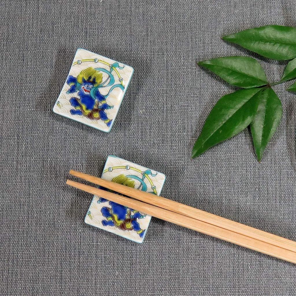 Chopstick Rest Stylish Kutani Ware Pair Chopstick Rest Set Raijin Ceramic Cutlery Rest Made In Japan