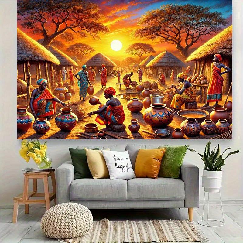 2D plane 1 piece suitable for African village background fabric party decoration home decoration