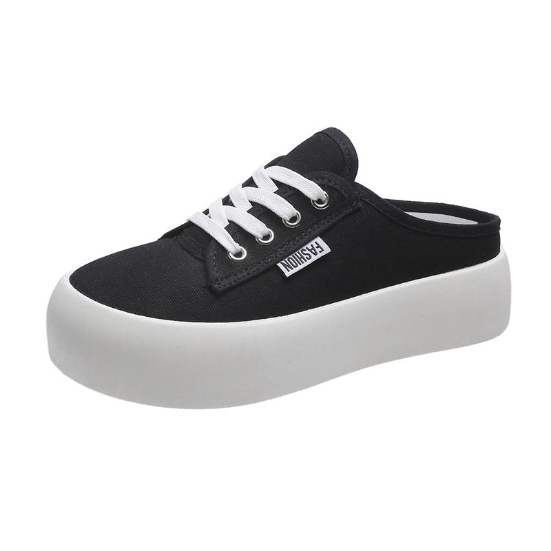 Универсальная парусиновая обувь на шнуровке, женские повседневные кроссовки на толстой подошве, женские студенческие дышащие туфли без каблука для ленивых женщин