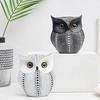 Modern Classy Lucky Owl Resin Art Figure Showpiece (Black and White, 2 Piece)