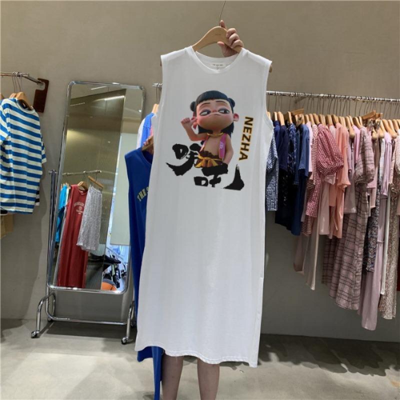 Женская одежда без рукавов жилет футболка длинное платье женское повседневное ленивое платье