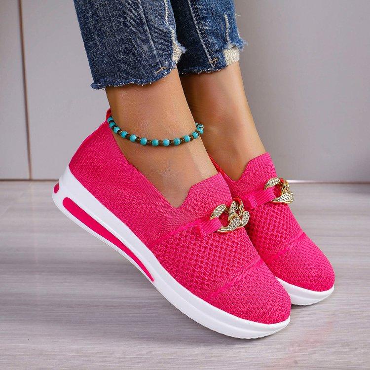 Fashion Women Sneakers Mesh Breathable Knit Designer Shoes for Woman Lightweight Soft Sole Flats Women's Shoes Anti-Slip Casual Sneakers