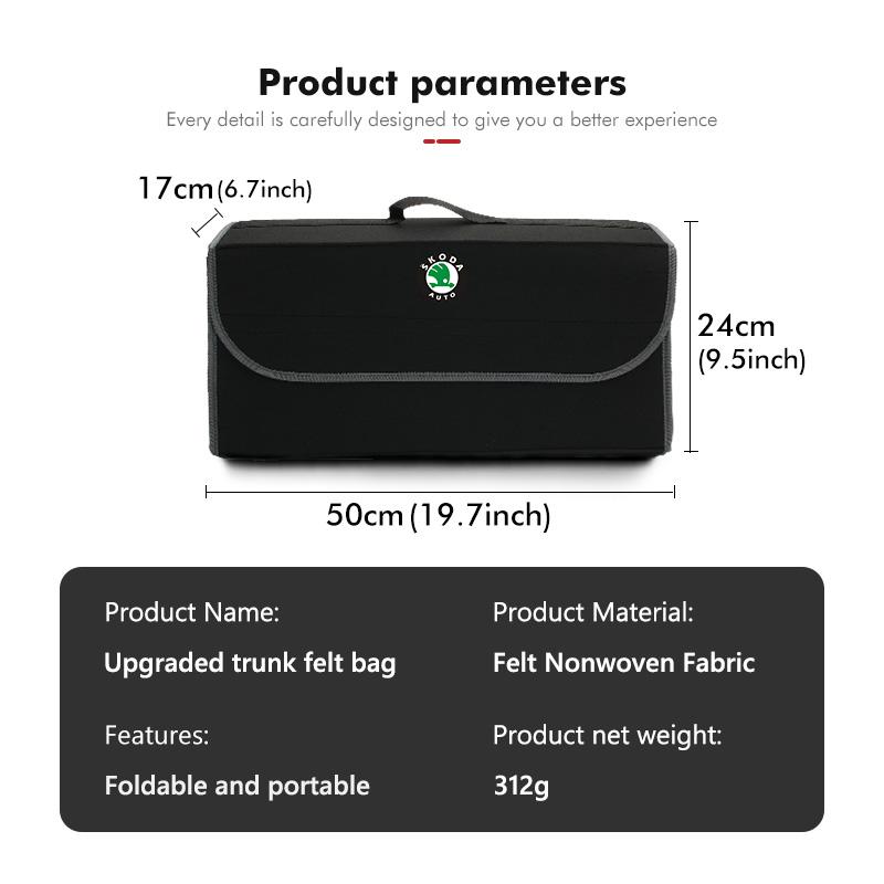 Car Logo Trunk Storage Box Large Capacity Tool Organiser Bag Accessories For F3 S Kodiaq Octavia 2 3 Yeti Karoq Rapid Fabia ZS3