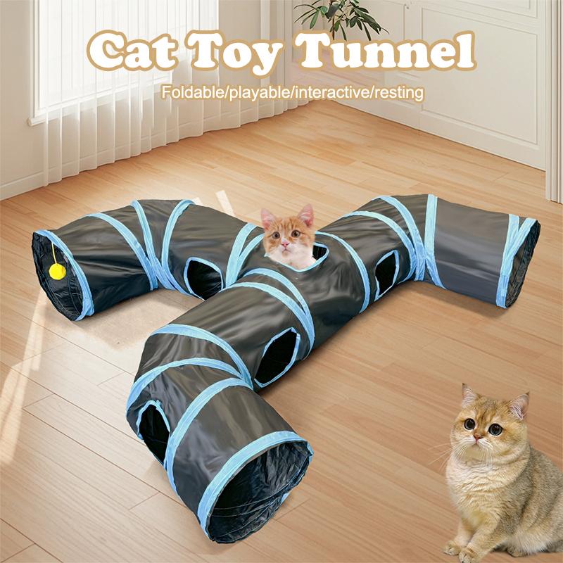 Туннель для кошек в помещении Складные трубы для маленьких животных Игрушки для котят Интерактивный лабиринт для домашних животных Игрушки для кошек Износостойкие туннели для кошек