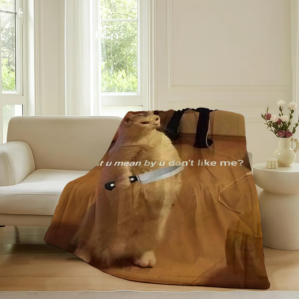 Funny Emoticons Cat meme Blanket For Sofa Office Bed Plane Travel Sleep Read Relax Camping Soft And Warm