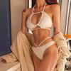 Бохо Фестивальный Монокини Бикини Комплект 2-х предметный Купальник Высокая Талия Халтер Push Up Сексуальный Женский Праздничный Принт