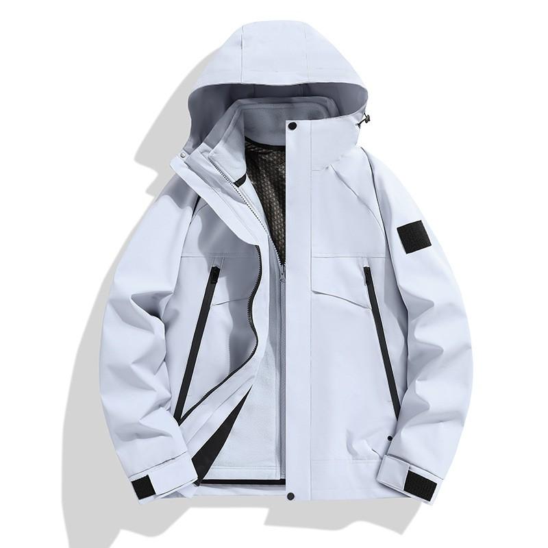 3-in-1 Fleece Lined Jacket Men Women Outdoor Hiking Skiing Waterproof Windproof Fall Winter