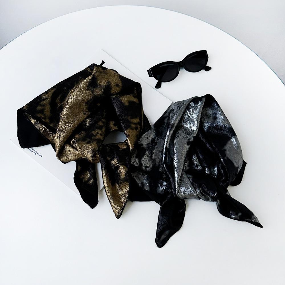 Y2K Laser Color Hair Band Hip Hop Punk Bandana Liquid Silver Hair Scarf  Streetwear