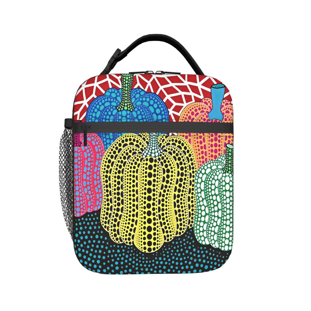 Yayoi Kusama Lunch Bag Portable Zipper Lunch Box Adult Picnic Print Cooler Bag Retro Oxford Tote Food Bags