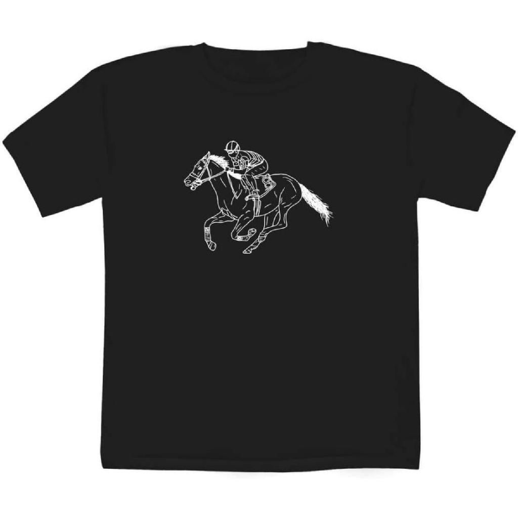 Azeeda 7-8 Years 'Race Horse & Jockey' Children's_Kid's T-Shirt (Black) (TS00233107)