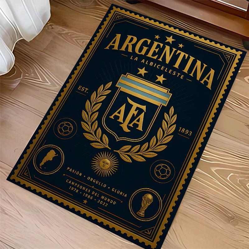 1pc Argentina Football Print Area Rug - Soft,Washable Non-Slip Indoor Mat for Office Chairs,Living Room,Home Office Decorative Rug