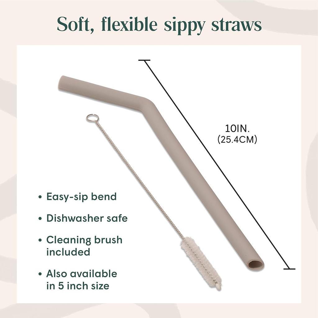 Simka Rose Premium Silicone Straws - Reble Bendy Straws for Adults & Kids - BPA Free, Baby and Toddler Straw Set with Cleaning Brush - Wide Drinking