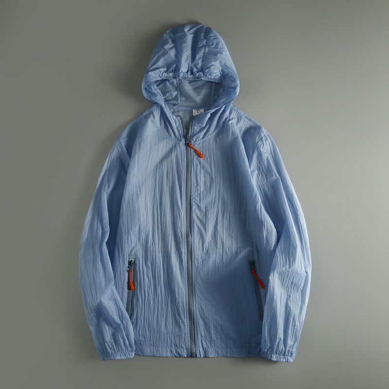 [Laser Perforation] Hooded Jacket Men's Export Tail Single Cattle Goods Summer Thin Wind Shield Men's Sun Protection Clothing Fashion