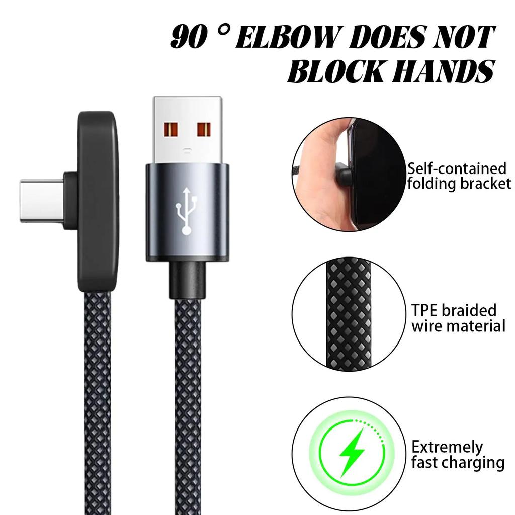 111 Вт Кабель USB Type C 11 А Кабели быстрой зарядки 90° Угловой Портативный Прямоугольный Линия передачи данных для Samsung Xiaomi Huawei Google Ноутбука