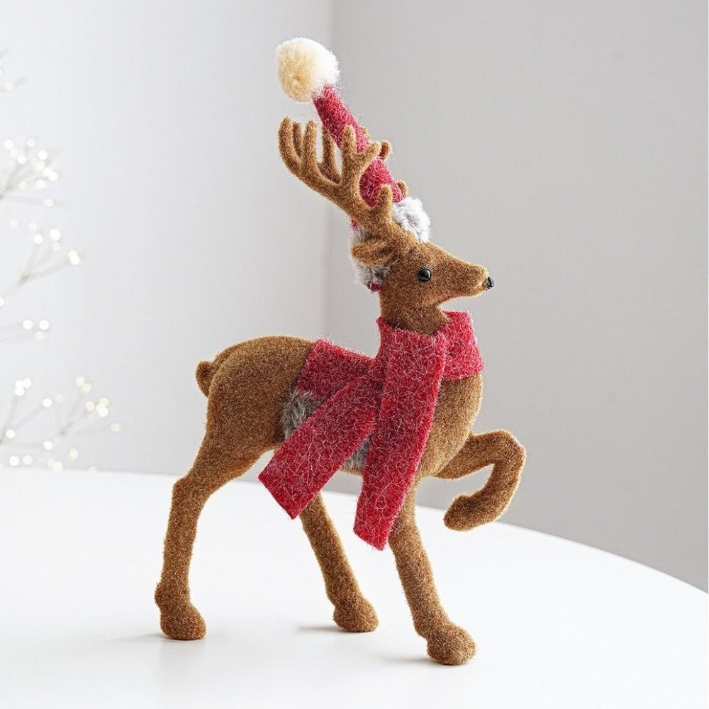 Felt Christmas Table Decor Plastic Base Xmas Elk Statue New Holiday Desktop Ornament  Window Layout