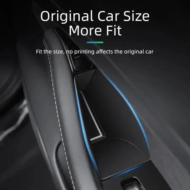 For Tesla Model 3/3 Highland Y/Y Juniper Car Side Door Handle Storage Box ABS/Flock Tray Organizer Container Accessories Tidying