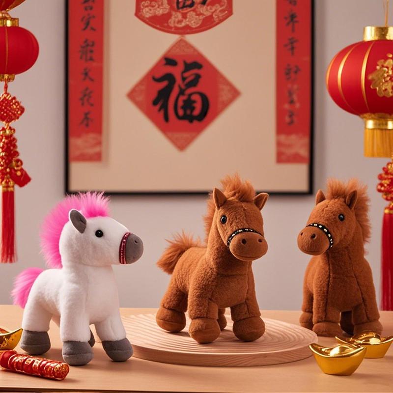 Year Of The Horse Plush Toy With Rotatable Head For Chinese New Year Gifts