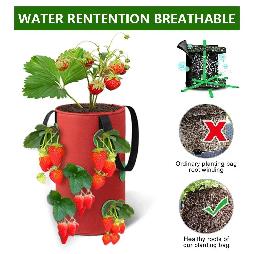 2 шт. мешка для выращивания клубники, 3 галлона, вертикальный мешок для цветов и трав, многоразовый горшок для рассады с 12-луночной нетканой корзиной для растений, горшок для посадки