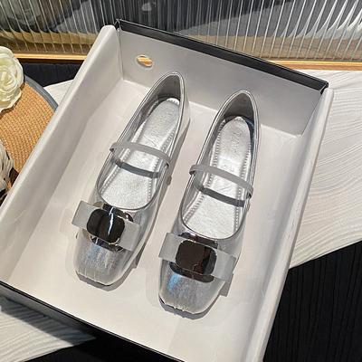 - Дочь Хепберн квадратный носок бант толстый каблук Мэри Джейн одинарная обувь женские балетки