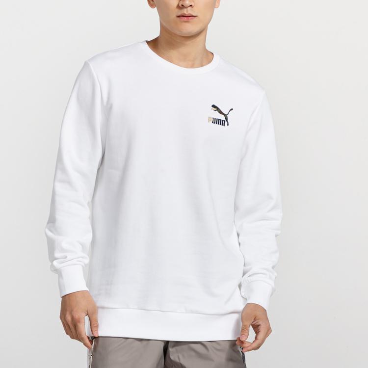 Puma Camo Logo Print Crewneck Sweatshirt Men Tops White 578884-02