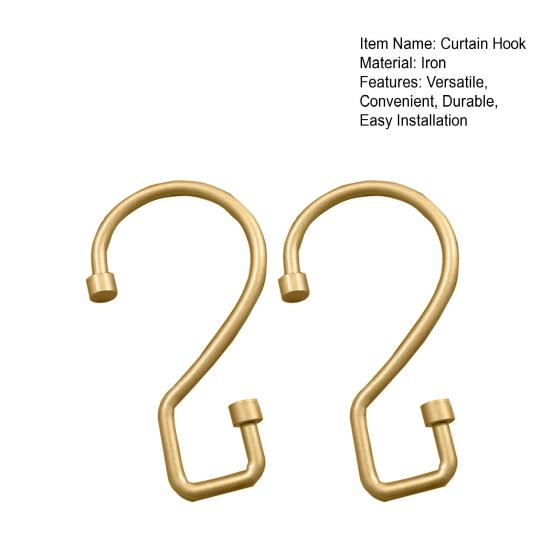 2Pcs Curtain Hook Easy Installation Adjustable Space-Saving S-Shaped Hanging Hooks for Home Bathroom