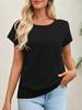 Women's Crochet Knit Short Sleeve Sweater Top Crew Neck Summer Casual Pullover