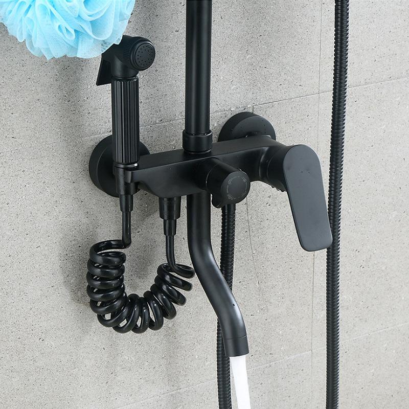 Латунные смесители для душа, смеситель для душа, кран, смеситель для биде, набор для душа с дождевой водой, спрей для душа с полкой, черный