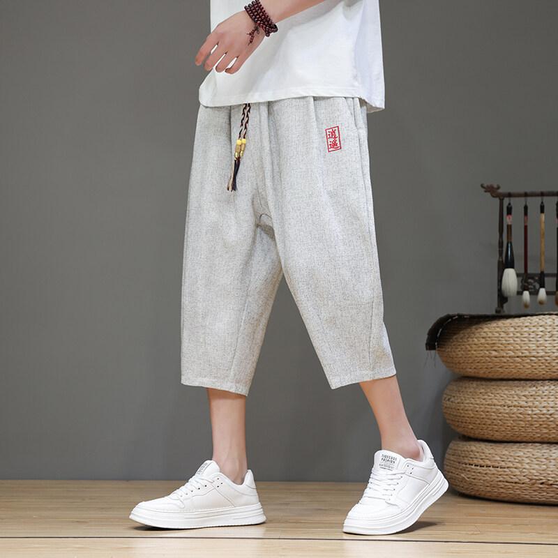 2025 Summer Japanese Kimono Traditional Shorts Mens Asian Clothing Pants Male Casual Loose Yukata Linen Wide Leg Trousers