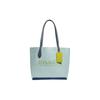New Kia Cow Leather Tote Bag Shopping Bag Handbag Shoulder Bag Women's Lake Blue & Multicolor CA097-B4MVX