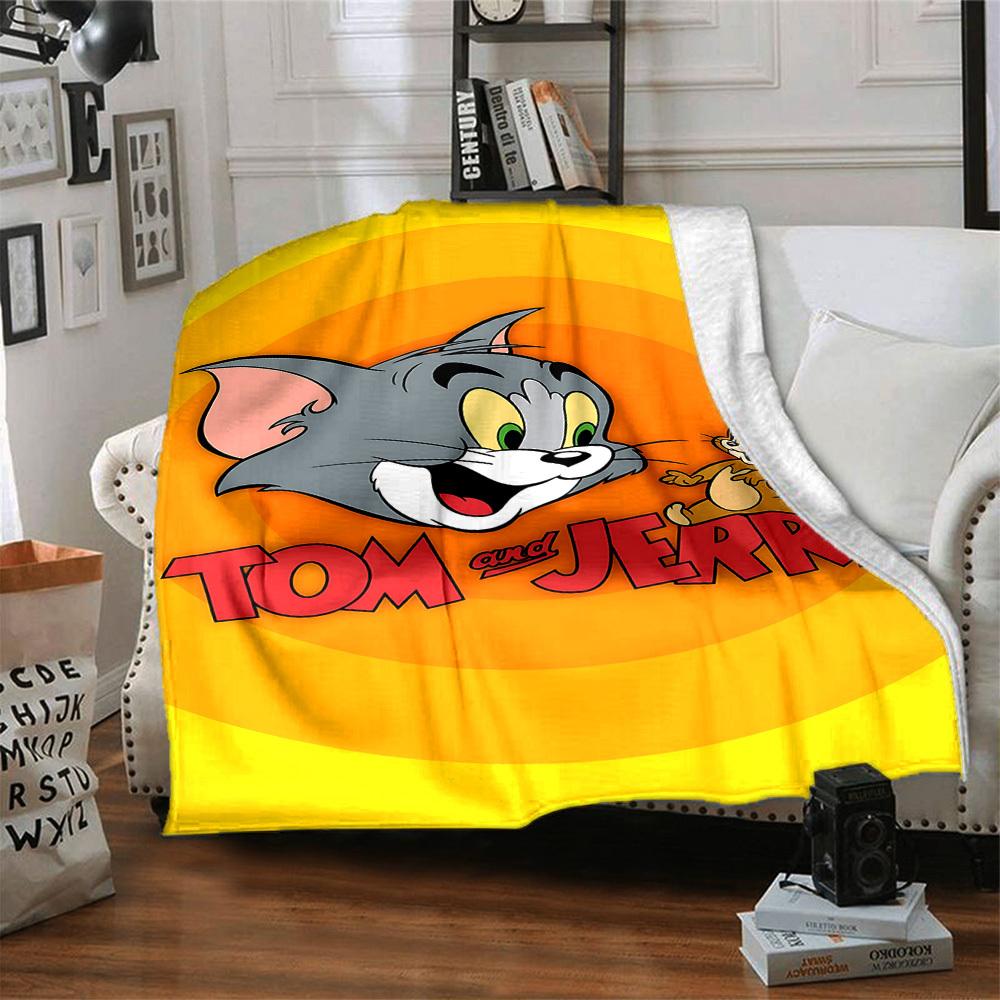 1pc Tom Jerry Flannel Blanket Soft Warm Throw for Home, Office, Travel, All-Season Cozy Bedding GiftL1099